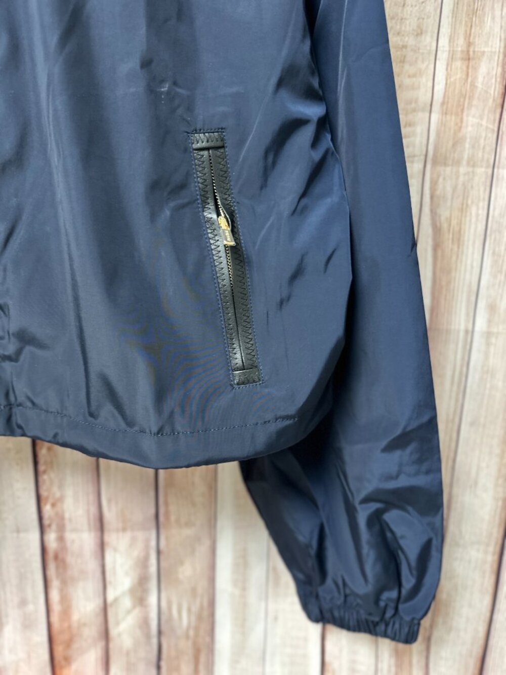 Miu Miu Navy Cropped Hooded Windbreaker Jacket M - Picture 4 of 8